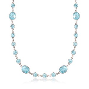 Ross-Simons 55.00 ct. t.w. Bezel-Set Blue Topaz Necklace in Sterling Silver Size 20 - 1 of 4