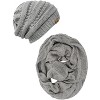 Wrapables Winter Warm Chunky Cable Knit Infinity Scarf and Beanie Set, Light Gray - 2 of 4