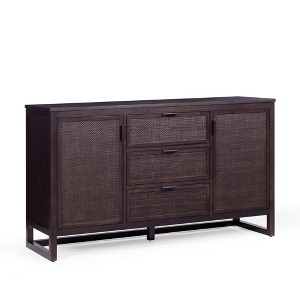 Teamson Home Hatteras Sideboard Cabinet 3 Rattan Inlay Drawers & 2