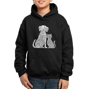 LA Pop Art Boy's Word Art Hooded Sweatshirt - Dogs and Cats - 1 of 4