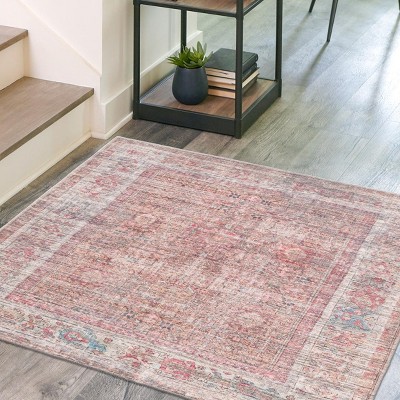 Unique Loom Nostalgia Euphoria Border Washable Indoor Flatweave Woven Area Rug