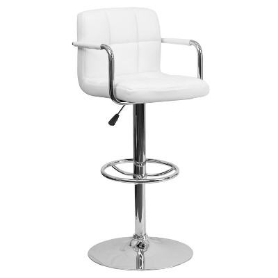 Emma and Oliver Contemporary Quilted Vinyl Adjustable Height Barstool with Arms