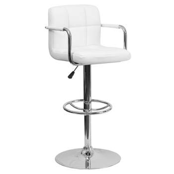 Emma and Oliver Contemporary Quilted Vinyl Adjustable Height Barstool with Arms