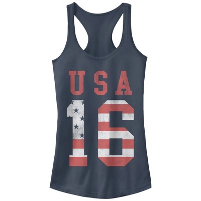 Juniors Womens Lost Gods Fourth Of July Usa 16 Racerback Tank Top : Target