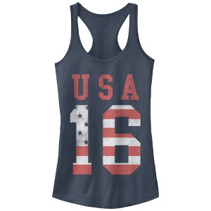 Juniors Womens Lost Gods Fourth of July  USA 16 Racerback Tank Top - 1 of 3