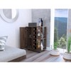 Vynxaria Dark Walnut Bar Cart with Two External Shelves, Six Wine Rack, Locking Casters - 2 of 4