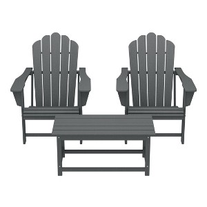 WestinTrends Highland 3-Piece Adirondack Chairs with Cup Holders and Coffee Table Set - 1 of 4