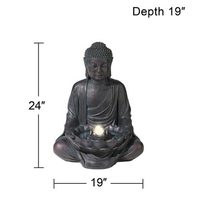 Bronze Meditating Buddha Zen Water Fountain with LED Light
