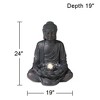 John Timberland Meditating Buddha Zen Bubbler Outdoor Water Fountain with LED Light 24" for Yard Garden Patio Home Deck Porch House Meditation Decor - 4 of 4