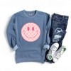 Simply Sage Market Women's  Garment Dyed Graphic Sweatshirt Pink Checker Smiley Face - 2 of 4