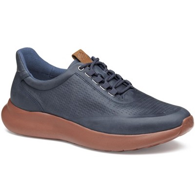 Johnston & Murphy Men's Amherst 2.0 Embossed Leather U-Throat Casual Shoe, Navy Oiled Full Grain, Size 8