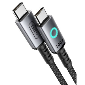 INIU Leopard 6.6' 2-Pack 100W Fast Charging USB-C to USB-C Braided Nylon Cable - Black - 1 of 4