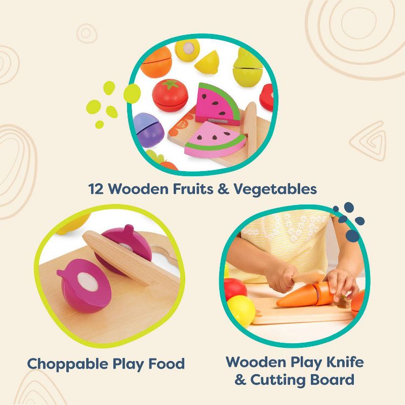 B. toys - Wooden Play Fruits &#38; Vegetables for Slicing - Chop &#39;n&#39; Play Fruits &#38; Veggies, 6 of 11