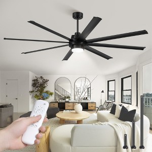Arceso 84" Industrial Ceiling Fan with Light & Remote, 8 Aluminum Blades, 6-Speed & 3CCT, for Patio Garage & Indoor - 1 of 4