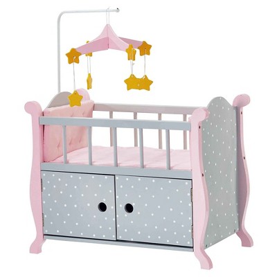 Nursery Crib Bed With Storage (Gray 