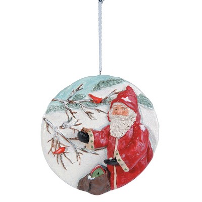 Gallerie II Santa & Birds Disk Christmas Xmas Ornament