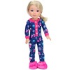 Sophia’s One Piece Winter Pajamas and Slippers for 14.5" Dolls, Blue/Hot Pink - 3 of 4