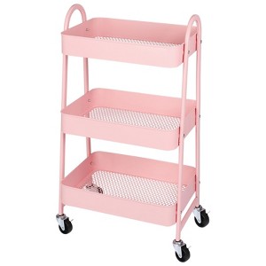 JIONJOY 3 Tier Utility Rolling Cart, Premium Metal Mobile Storage Cart with Lockable Wheels, Ultimate Organizer for Every Room in the House - 1 of 4