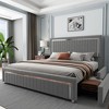AMERLIFE Upholstered Platform LED Bed Frame with 4 Storage Drawers, Adjustable Headboard with Vertical Channel Design - 3 of 4