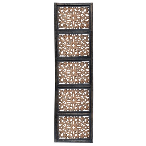 Wood Floral Handmade Intricately Carved Wall Decor With Mandala Design  White - Olivia & May : Target