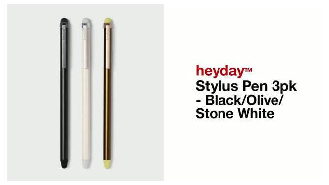 Stylus Pen 3pk - heyday&#8482; Black/Olive/Stone White, 2 of 6, play video