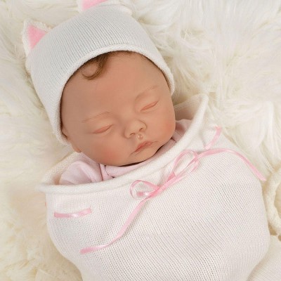 Paradise Galleries Reborn Baby Doll Girl 18 Inch Sleeping Kitten With Rooted Hair Made In Gentletouch Vinyl 5 piece Realistic Doll Gift Set Target