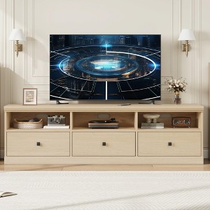 70in TV Stand for TVs up to 80", Mid Century Modern Entertainment Center with Storage Drawer and Open Shelves - 1 of 4