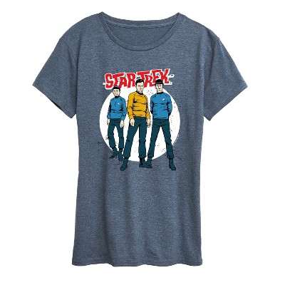 Women's - Star Trek - Galaxy Captain Kirk Spock Crew Short Sleeve Graphic T-Shirt