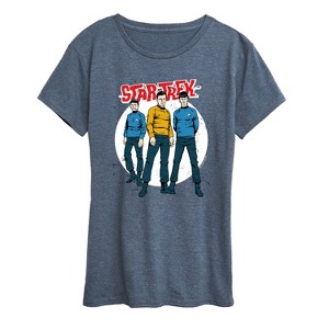 Women's - Star Trek - Galaxy Captain Kirk Spock Crew Short Sleeve Graphic T-Shirt - 1 of 4