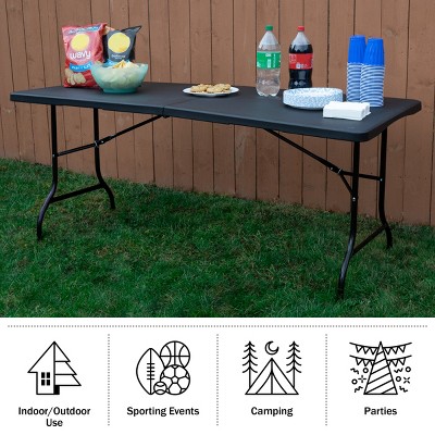Black 6-Foot Folding Camping and Utility Table