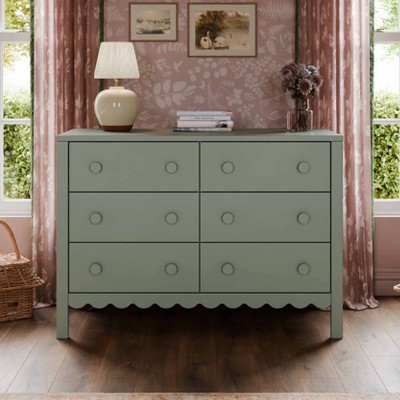 DaVinci Sammy Scallop 6 Drawer Dresser - Light Sage