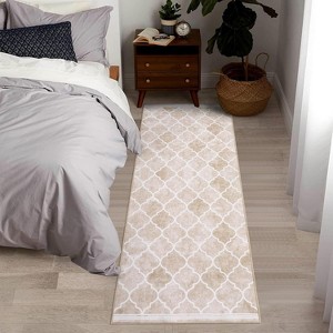 Acekool Washable Runner Rug 2x6: Non-Slip Boho Geometric Rug for Kitchen, Hallway & Entry – Navy Blue, Foldable Design - 1 of 4