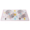 White Chewy Vuiton Bowls & Mat (Dog Bowls with Matching Placemat) - 2 of 3
