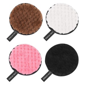 Unique Bargains Reusable Round Facial Sponges Multicolor 4 Pcs - 1 of 4