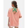 EXLURA Women's Casual Oversized V Neck T-Shirts Tops Reversible Athletic Workout Crew Neck Fashion Trendy Tee - 4 of 4