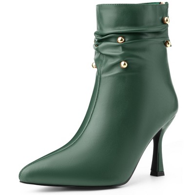 BLISSFUL STEP Pointed Toe Stiletto Heel Slouch Ankle Boots for Women