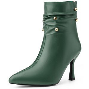 BLISSFUL STEP Pointed Toe Stiletto Heel Slouch Ankle Boots for Women - 1 of 4