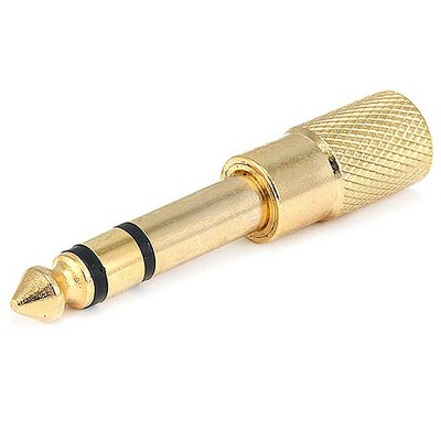 Monoprice Metal 1/4in (6.35mm) TRS Stereo Plug to 3.5mm TRS Stereo Jack Adapter, Gold Plated