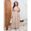 Garvee Women Plus Size V Neck Wrap Maxi Dress High Waist Ruffle Summer Casual Dress with Belt Short Sleeve - 2 of 4