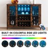 COZONY Wine Bar Cabinet with LED Lights, Modern Liquor Cabinet with Glass & Bottle Rack, Coffee Bar Sideboard Buffet Storage for Dining Room - 4 of 4
