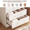 Wardrobe Armoire Closet with 2 Shutter Doors, Wardrobe with Hanging Rods and 2 Drawers, Modern Bedroom Armoire with Gold Handles - 3 of 4