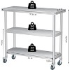 Stainless Steel Work Table, 3-Tier Commercial Utility Prep Table for Restaurant, Garage, Laundry, Indoor Outdoor, Silver - 2 of 4