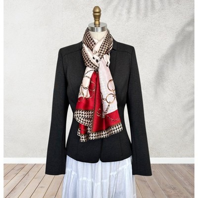 Wrapables Silk Like Satin Polyester Large Scarf Wrap, Dots & Gold Chains - image 3