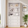 Bookshelf with Drawers 70.8" Fluted Bookcase, Light Wood Bookshelf 6 Tier Bookcase with Storage, Tall Book Shelf with Waved Design - 4 of 4