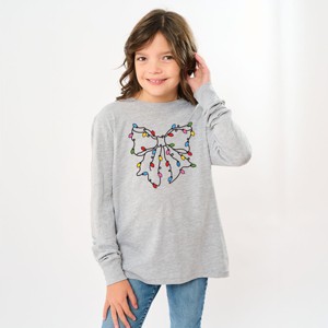 Christmas Light Bow Coquette - Youth Long Sleeve Graphic T-Shirt - 1 of 4