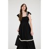 August Sky Women's Contrast Wavy Trim Smocked Midi Dress - 4 of 4