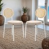 LeisureMod Velvet Dining Chair with Rattan Back, Set of 2 Side Kitchen Chair with Stainless Steel Base Euston Collection - 3 of 4