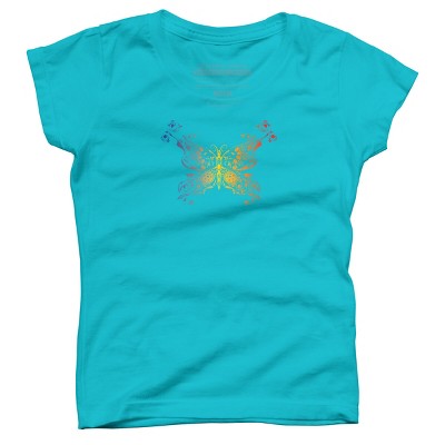 Girl's Design By Humans Rainbow Butterly By AnnArtshock T-Shirt