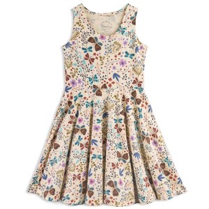 Mightly Girls Fair Trade Organic Cotton Sleeveless Twirl Dress, Botanical Floral - 1 of 4