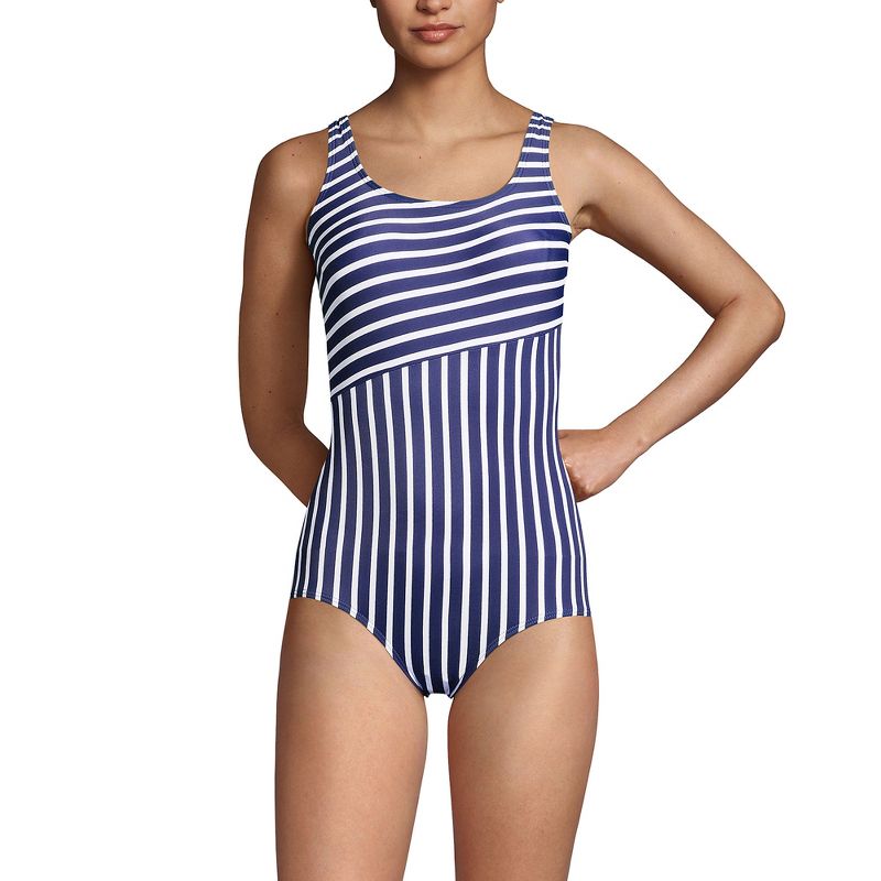Lands' End Women's Chlorine Resistant Scoop Neck Soft Cup Tugless Sporty One Piece Swimsuit, 1 of 6